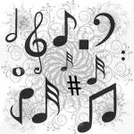 Musical Notes and Floral Pattern Background